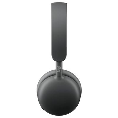 Ein dunkelgraues Logitech-On-Ear-Kopfhörer mit langem vertikalem Kopfbügel und einer einzigen runden Ohrmuschel.