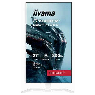 Monitor-Display mit der Bezeichnung „iiyama G-Master GB2770QSU" mit „27 Zoll, 68,5 cm, 200Hz, Fast IPS, 2560x1440, 0,5ms". Funktionen „NVIDIA G-SYNC".
