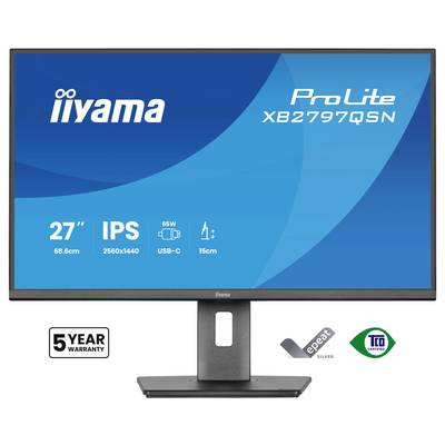Iiyama ProLite XB2797QSN Monitor mit 27 Zoll großem IPS-Display, 2560x1440 Auflösung, USB-C-Anschluss und 5-Jahres-Garantie.