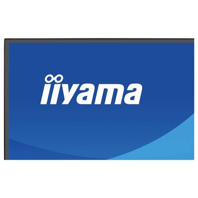 Monitorbildschirm, auf dem das „iiyama"-Logo auf blauem Hintergrund angezeigt wird.