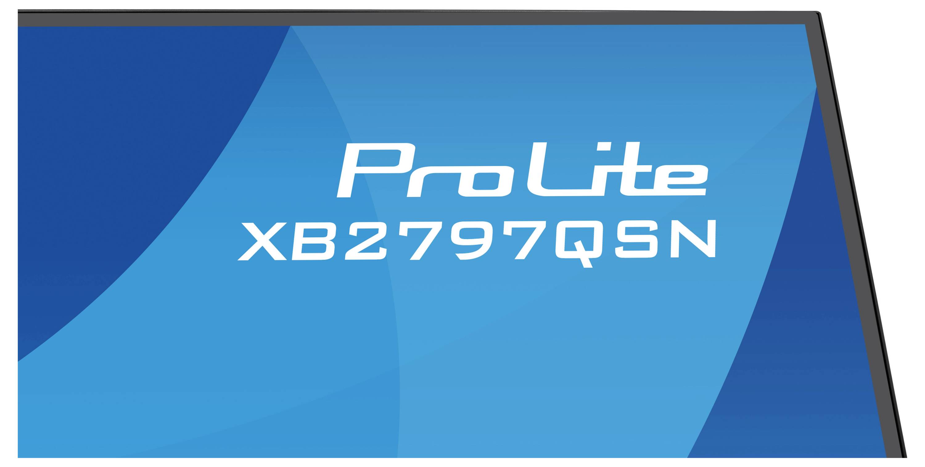 'ProLite XB2797QSN' Text auf einem blauen Farbverlaufshintergrund, möglicherweise zur Angabe eines Produktmodells oder Markennamens.