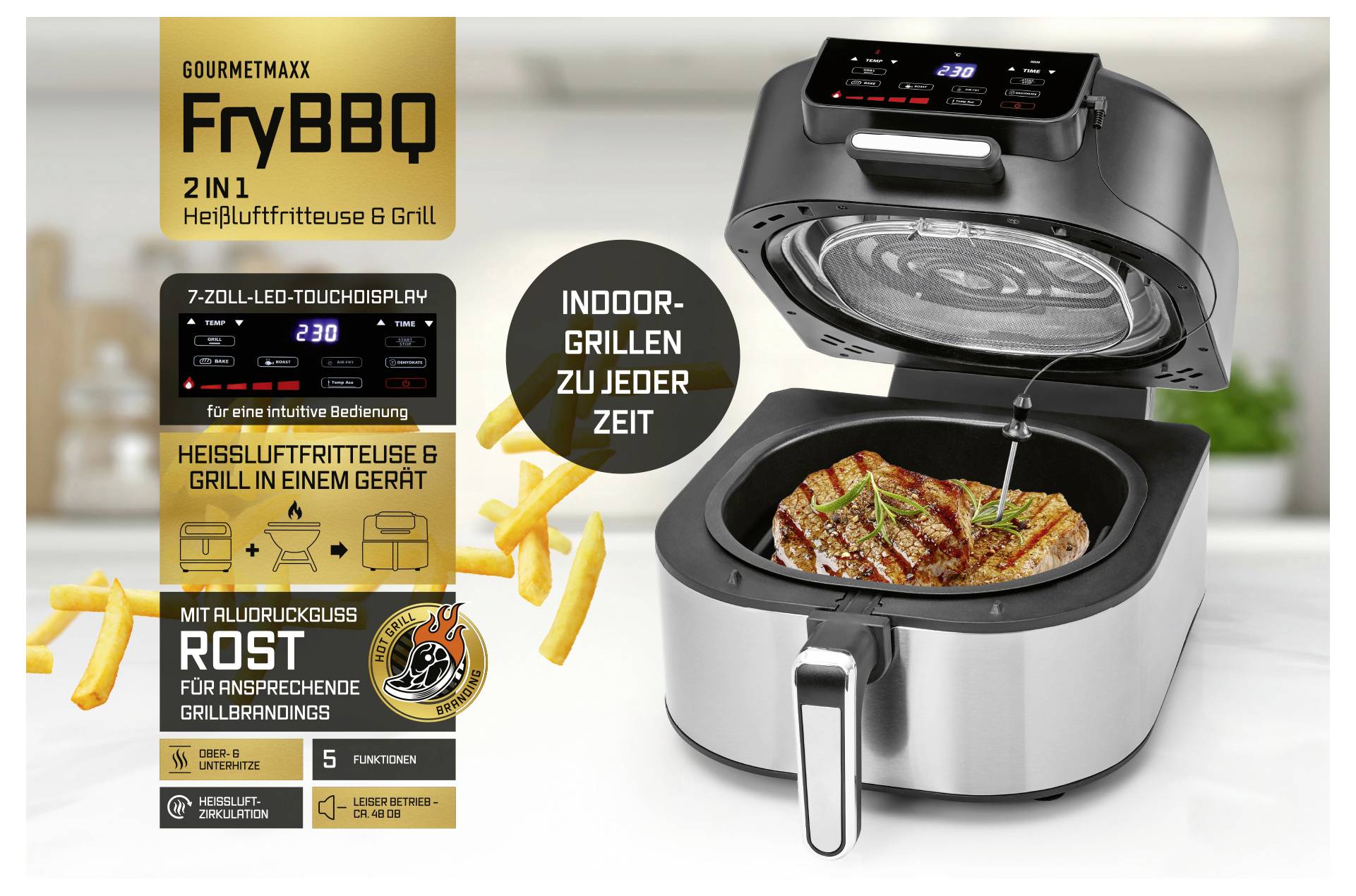 GourmetMaxx Heißluft-Fritteuse 5 l 2000 W-12
