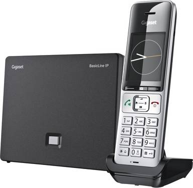 Gigaset BasicLine IP+COMFORT 500HX DECT, GAP, IP-DECT/GAP, VoIP Schnurloses Telefon VoIP   Schwarz/Silber