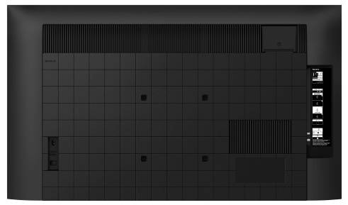 Dunkelgraue gekachelte Wand oder Platte mit Lüftungsöffnungen, kleinen quadratischen Sensoren und einem schmalen vertikalen Bedienbildschirm auf der rechten Seite, der gestapelte Schnittstellen-Miniaturansichten anzeigt.