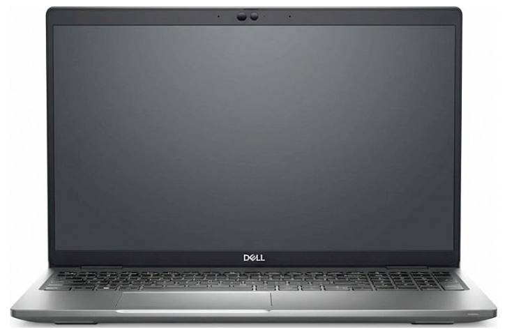Frontansicht eines Dell-Laptops mit großem Bildschirm und schwarzer Tastatur, auf einer ebenen Fläche positioniert, was darauf hinweist, dass er sich für alltägliches Rechnen eignet.