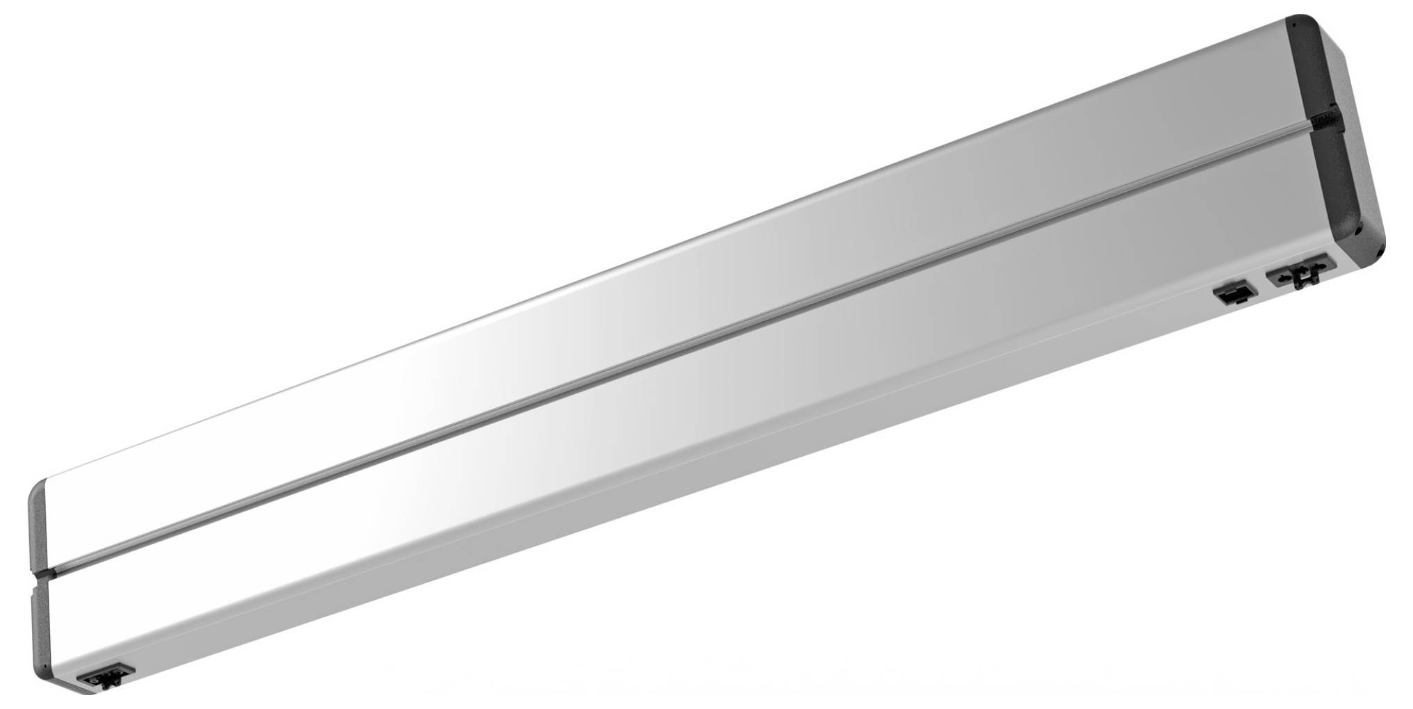 Eine schlanke, rechteckige Deckenleuchte mit modernem, metallischem Design, ideal für Büro- oder Arbeitsumgebungen.