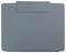 Ein geschlossenes blaugrau Laptop-Etui mit Scharnierdeckel, von oben betrachtet, ohne sichtbare Logos oder Markierungen.