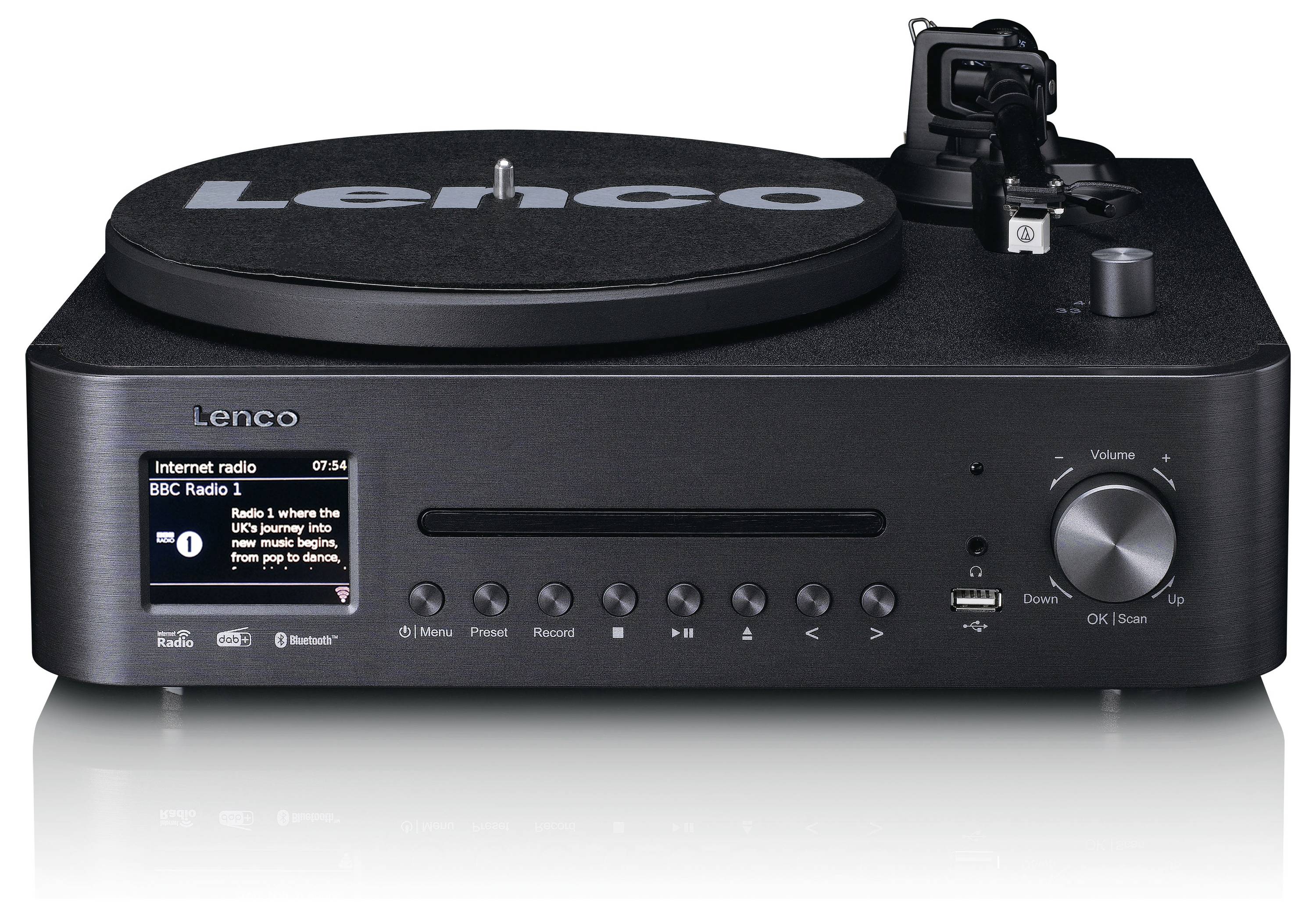 Lenco MC-760BK Stereoanlage DAB+, CD, MP3, Plattenspieler, Bluetooth®, Schwarz-2
