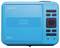 Tragbarer blauer DVD-Player mit Bedienfeld, ausgestattet mit Wiedergabe-, Lautstärke- und Netzschaltern. Lenco-Branding und Bluetooth-Logo sind sichtbar.