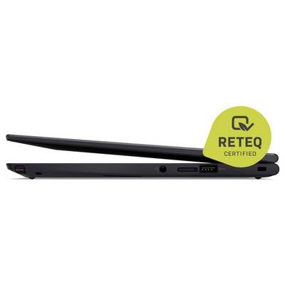 Ein schlanker, geschlossener Laptop mit einem „RETEQ CERTIFIED"-Badge, das eine Zertifizierung anzeigt.