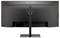Ein ViewSonic-Computermonitor von hinten betrachtet, mit elegantem Design, zentralem Ständer und Kabelführungsöffnung.