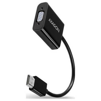 Schwarzes AXAGON-Adapterkabel mit VGA-Buchse an einem Ende und männlichem Stecker am anderen Ende vor weißem Hintergrund.