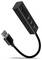 Kompakter schwarzer USB-C-Hub mit einem USB-C-Anschluss, drei USB-A-Anschlüssen und einem kurzen angeschlossenen Kabel mit USB-A-Stecker.