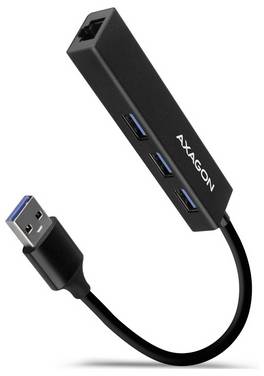 AXAGON HMA-GL3A USB-Hub USB-A (USB 3.2 Gen 1), Kartenleser, RJ45 USB 3.0 5 GBit/s mit eingebautem SD-Kartenleser Schwarz