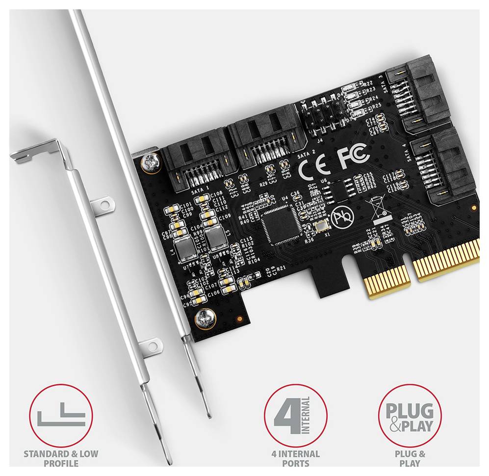 AXAGON PCES-SA4X4 4 Port PCI-Express Karte PCIe inkl. Low-Profile Slotblech-2