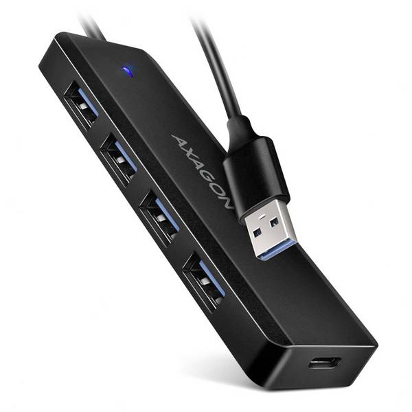 AXAGON HUE-C1A USB-Hub 4+1 Port USB-A (USB 3.0), USB-C® USB 3.0 5 GBit/s  Schwarz HUE-C1A