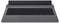 Grauer Laptop geschlossen gezeigt, Vorderansicht mit sichtbarer Tastatur und großem Touchpad.