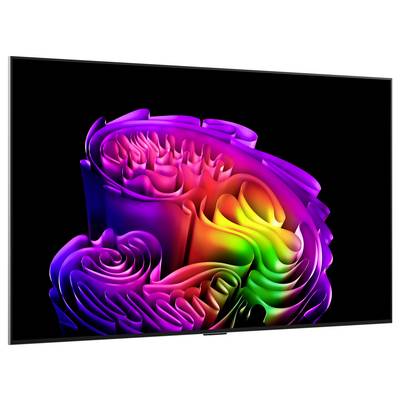 Abstrakte mehrfarbige bandähnliche 3D-Skulptur auf schwarzem Hintergrund, die mehrschichtige Spiralfalten und Regenbogenverläufe bildet.