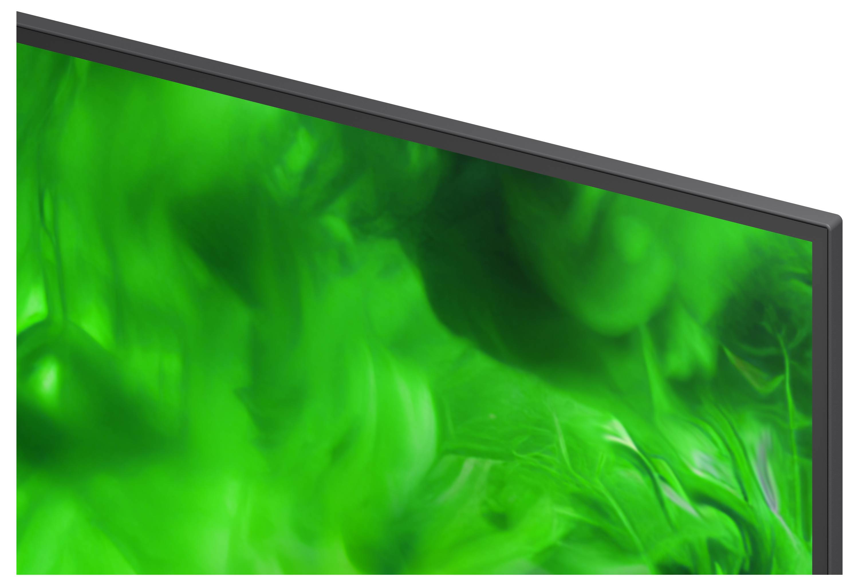 Abstrakte grüne Flüssigkeit oder rauchartige Textur auf einem geneigten Bildschirm oder Monitor angezeigt