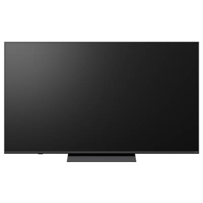 Ein leerer Flachbildfernseher oder Monitor mit einem dunklen, ausgeschalteten Display auf einem Ständer.