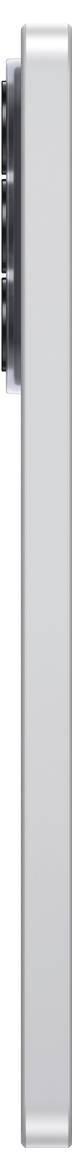 Nahaufnahme Seitenansicht eines schlanken silbernen metallischen Geräts oder Komponente, die einen zylindrischen Knopf oder Scharnier oben auf weißem Hintergrund zeigt.