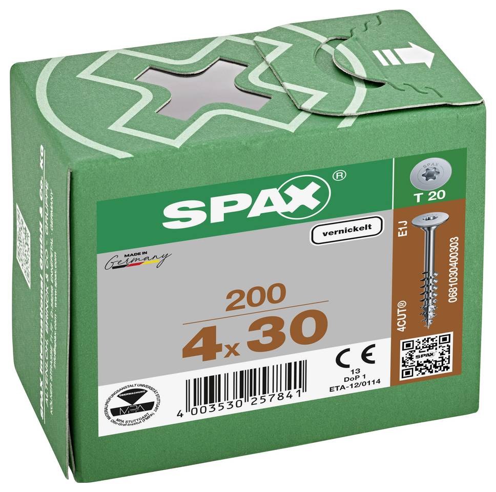 SPAX 0681030400303 Tellerschrauben 4 mm 30 mm T-STAR plus Stahl 200 St.-4