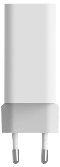 Verpackung für mophie Speedport 100 GaN USB-C Wandladegerät, vorne und hinten gezeigt, mit Hervorhebung des schnellen Ladens für zwei Geräte und des kompakten Designs.