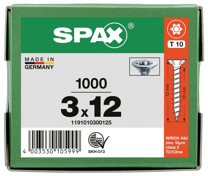 SPAX 1191010300125 Senkkopfschraube 3 mm 12 mm T-STAR plus Stahl galvanisch verzinkt 1000 St.-6