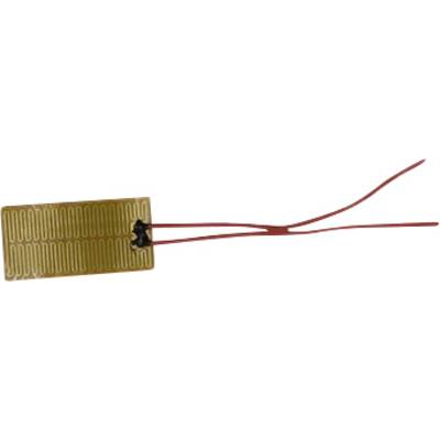 Nahaufnahme einer flexiblen Leiterplatte oder eines Sensorstreifens mit zwei roten Drähten, die an einem Ende angebracht sind.