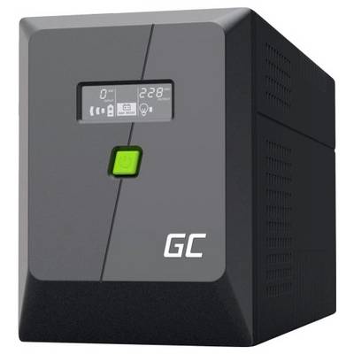 Schwarze GC unterbrechungsfreie Stromversorgung mit kleinem digitalen Display und grünem Netzschalter