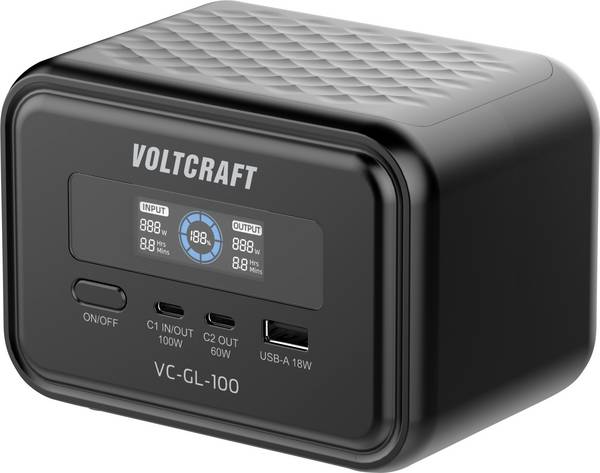 VOLTCRAFT VC-GL-100 Powerstation 6.2 Ah USB PD LiFePO 4 Schwarz Statusanzeige