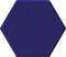 Dunkelblauer sechseckiger Form auf weißem Hintergrund, die einem einfachen Symbol oder geometrischen Kachel ähnelt.