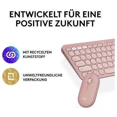 Logitech Pebble 2 Combo Tastatur, Maus-Set Kabellos Optisch Pink 3 Tasten-9