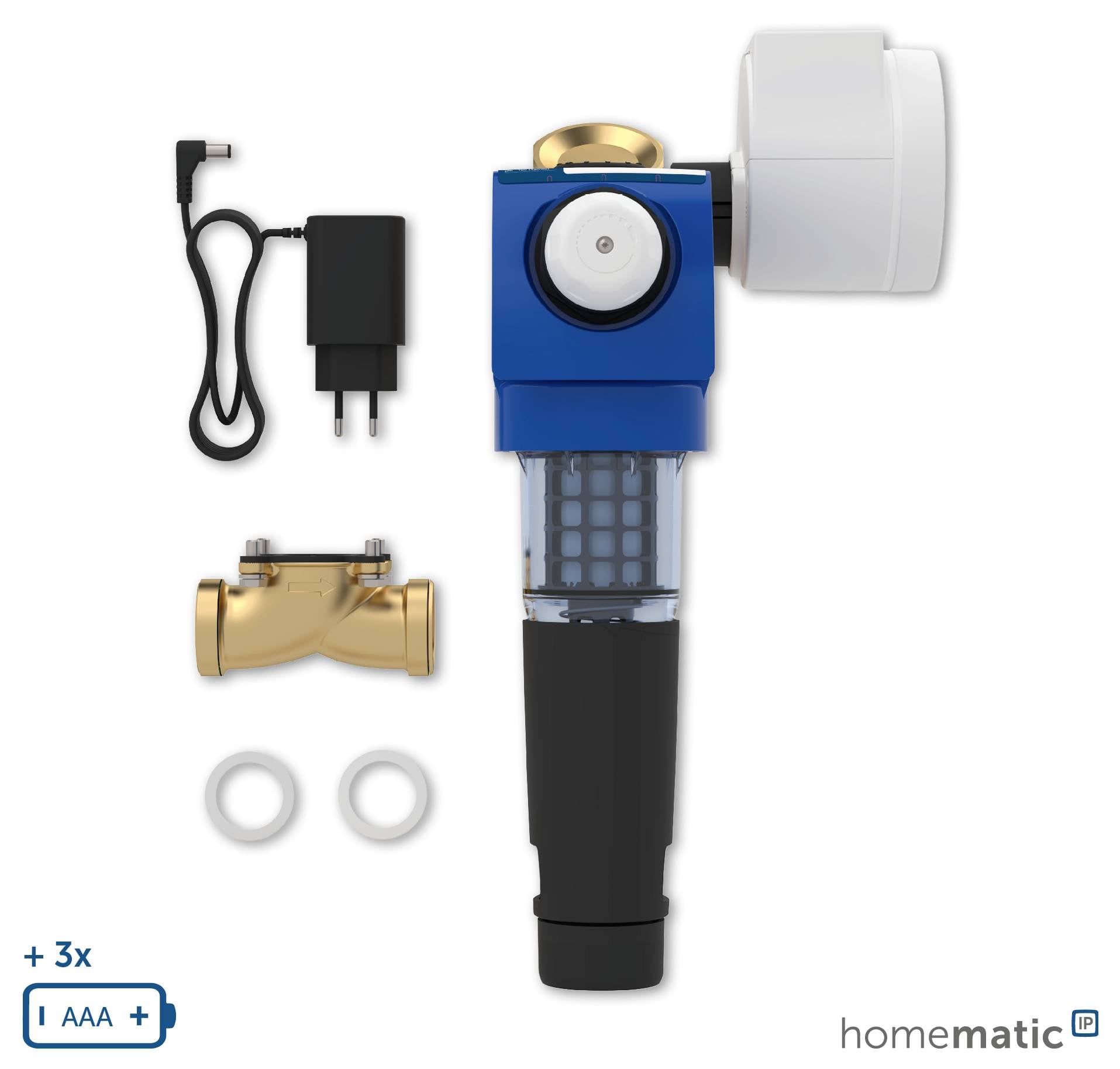 Homematic IP Funk Wassermelder, Wassersensor, Wasserventil mit Messfunktion HmIP-WSS-6