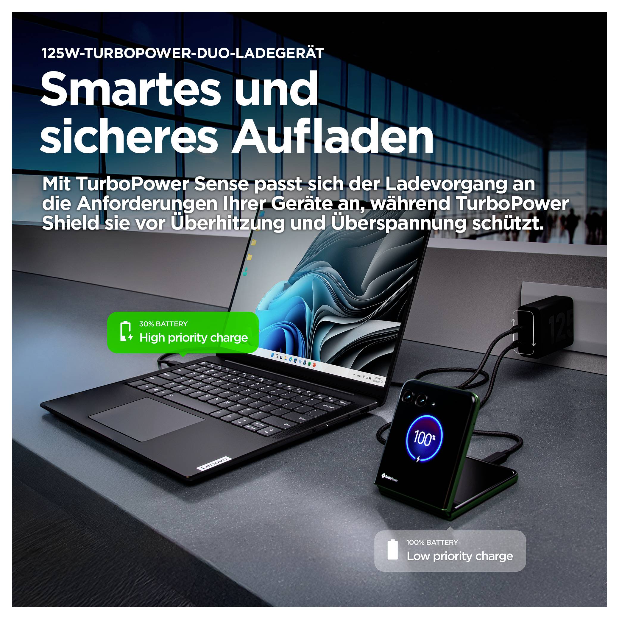 Motorola 125W-TurboPower USB Ladegerät 125 W 1x USB-C® Schwarz GaN-10