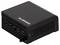 Schwarzes GIGABYTE Mini-PC-Gehäuse in Dreiviertelsicht, mit sichtbaren vorderen USB- und Audioanschlüssen.
