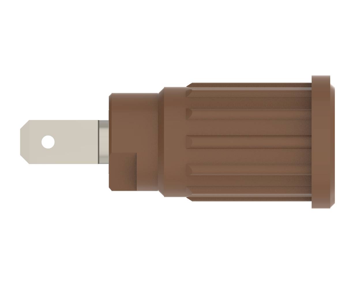 Gelbes Testleitkabel mit grünen Bananensteckern an beiden Enden, vor weißem Hintergrund abgebildet.