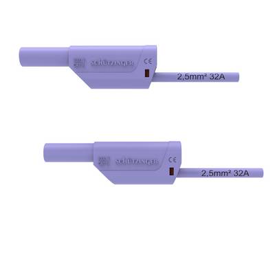 Zwei lila SCHÜTZINGER Elektrostecker auf Kabeln, jeweils mit den Aufschriften „2,5mm² 32A" und „CE".