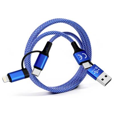 Smrter USB-Ladekabel USB-C® Stecker, USB-A Stecker, Apple Lightning Stecker 1 m Blau SMRTER_MAGNETO_ULT_BL-2