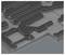 Abstrakte 3D-Puzzleteiloberfläche in Grautönen mit verschlungenen Ausschnittsformen und erhabenen schwarzen Kanten.