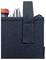 Nahaufnahme einer schwarzen Stoff-Organizer-Tasche mit Klettverschluss-Riemen, aus der oben Flaschen und Behälter herausschauen.