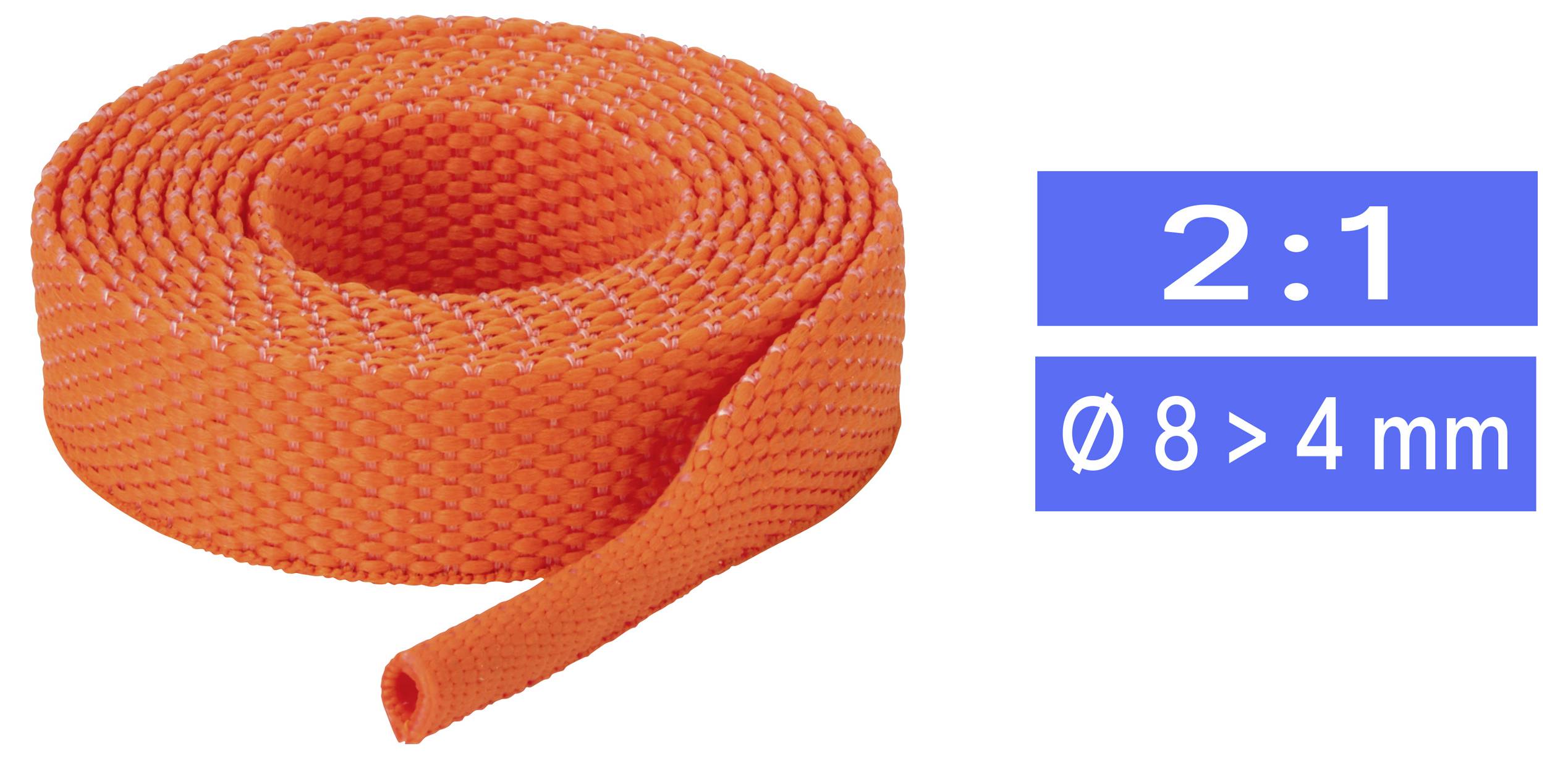 TRU COMPONENTS TC-14976124 Gewebe-Schrumpfschlauch Orange 8 mm 4 mm Schrumpfrate:2:1 Meterware