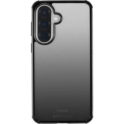 Transparente schwarze Smartphone-Hülle mit erhöhten Kanten und ausgeschnittenem Triple-Kamera-Bereich auf der Rückseite.