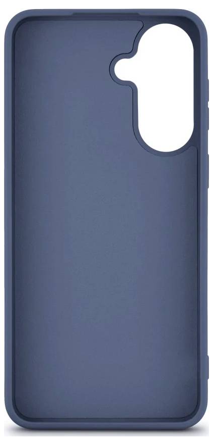 Blaue Smartphone-Hülle mit großem Ausschnitt für die rückseitige Kamera oben rechts.