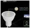 LED-Spotlampe mit CREE-LEDs, dargestellt vor schwarzem Hintergrund mit Text, der maximale Effizienz und einen Abstrahlwinkel von 38° bewirbt.