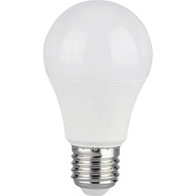 Weiße LED-Glühbirne mit Standard-Schraubgewinde auf einfachem Hintergrund.