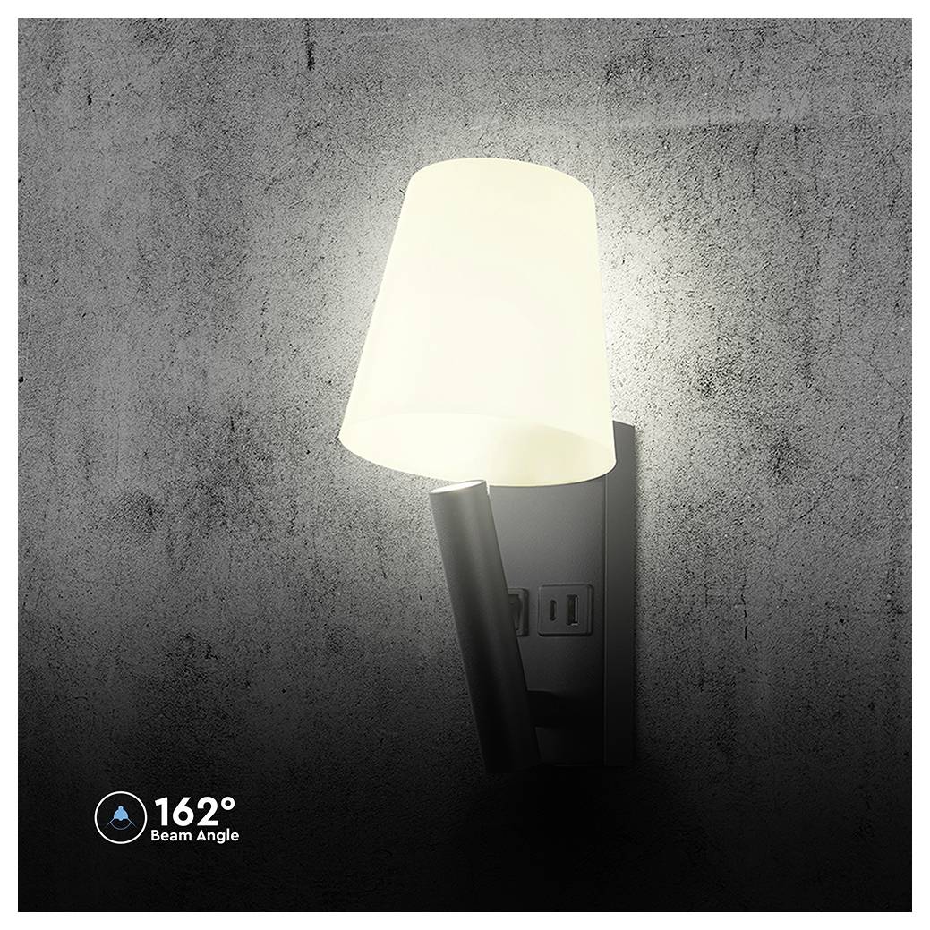 V-TAC VT-88062 240016 Wand-Nachttischlampe LED fest eingebaut EEK: G (A - G) 2 W SMD LED Schwarz-9