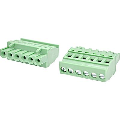 Zwei grüne elektrische Klemmleistenverbinder auf weißem Hintergrund, nebeneinander angeordnet, jeweils mit mehreren Drahteingangsöffnungen und Schraubklemmen.