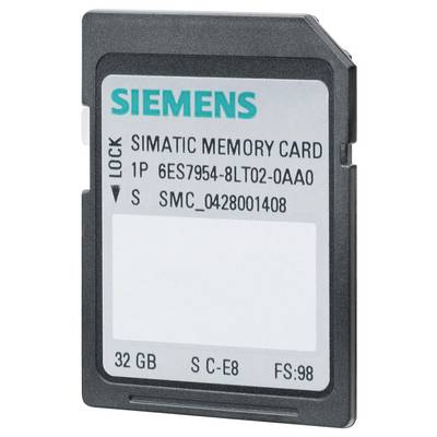 Eine Siemens SIMATIC-Speicherkarte mit der Bezeichnung '32 GB' und der Modellnummer 6ES7954-8LT02-0AA0.