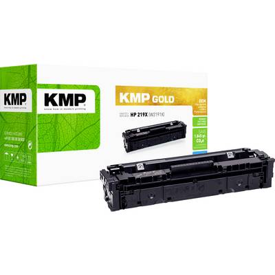 Produktbild der KMP Gold Tonerkassette mit einer schwarzen Drucktonerkassette, die vorne angezeigt wird.